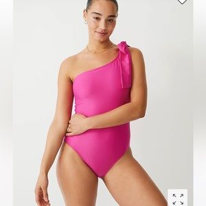 NWT J Crew one shoulder bow swimsuit - size 8 (blue)
